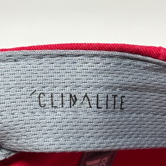 Adidas Climalite Dad Hat Baseball Cap Red Logo Strapback 6 Panel Unstructured - Picture 9 of 10